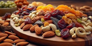 Nuts and dried fruits, close-up