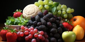 Freshness and sweetness in a bowl of colorful fruits generated by artificial intelligence