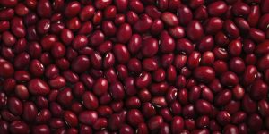 A close up view shows a pile of vibrant red kidney beans, creating a rich texture perfect for food related design projects.